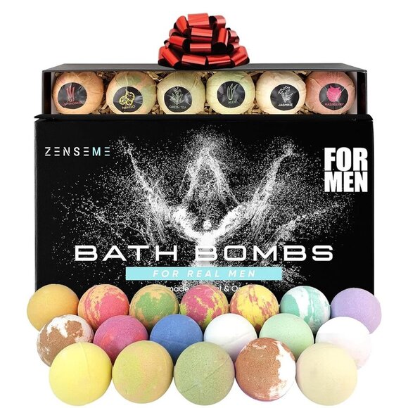 Bath Bombs for Men Gift Set of 18 Scented Organic Handmade Bath Bombs of 2.5 oz